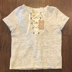 NWT Madewell XS lace-up hooded t-shirt